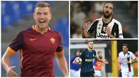Pencetak gol terbanyak Serie A Italia 2016-2017 pekan ke-8 dipimpin oleh striker AS Roma, Edin Dzeko, dengan torehan tujuh gol. (AFP-Reuters-EPA)