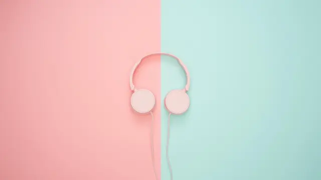 Ilustrasi mendengarkan lagu, musik