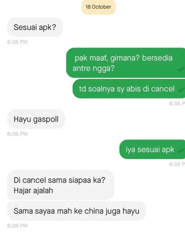 8 Chat Lucu Driver Ojek Online Diminta Menunggu oleh Penumpang