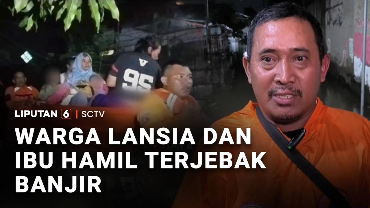 Warga Lansia dan Ibu Hamil Terjebak Banjir