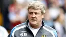 Steve Bruce Wigan Athletic Manager is pictured before the kick off the Barclays Premiership game against Aston Villa at Villa Park in Birmingham, on May 03, 2008. AFP PHOTO/IAN KINGTON