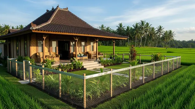 Model Rumah Tropis di Dekat Sawah yang Anti Ular Weling/ Ilustrasi AI