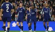 Paris Saint-Germain (PSG) memastikan tiket ke babak semifinal usai menang dramatis atas Aston Villa dengan agregat 5-4 (3-1 dan 2-3) di perempat final Liga Champions 2024/2025. (FRANCK FIFE/AFP)