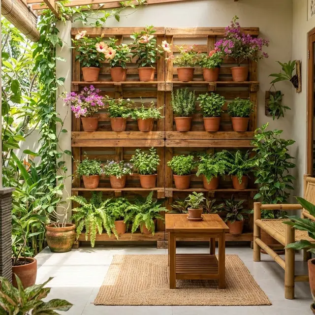 Desain Teras Rumah Kecil Tapi Asri dengan Kebun Vertikal