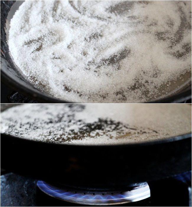 Sangrai garam di atas penggoreng atau teflon untuk menghilangkan bau amis dan bumbu/copyright wikihow.com