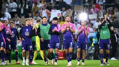 Para pemain Jerman merayakan kemenangan usai pertandingan persahabatan internasional melawan Yunani di Moenchengladbach, Jerman, pada 7 Juni 2024. (Uwe KRAFT/AFP)