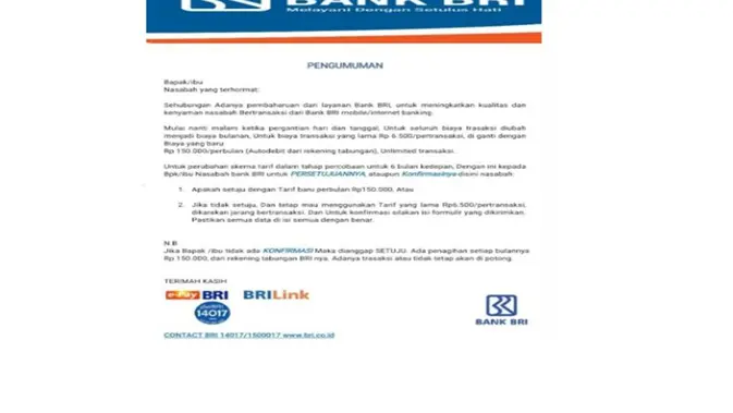 <p>Cek Fakta biaya nasabah Bank BRI</p>