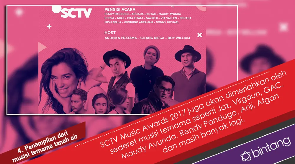 5 Keseruan SCTV Music Awards 2017 yang Wajib Ditonton Malam Ini. (Foto: Twitter/SCTV_, Desain: Nurman Abdul Hakim/Bintang.com)