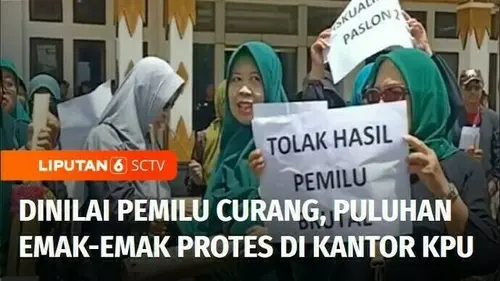 VIDEO: Dinilai Curang, Mak-Mak Protes Pelaksanaan Pemilu di Kantor KPU