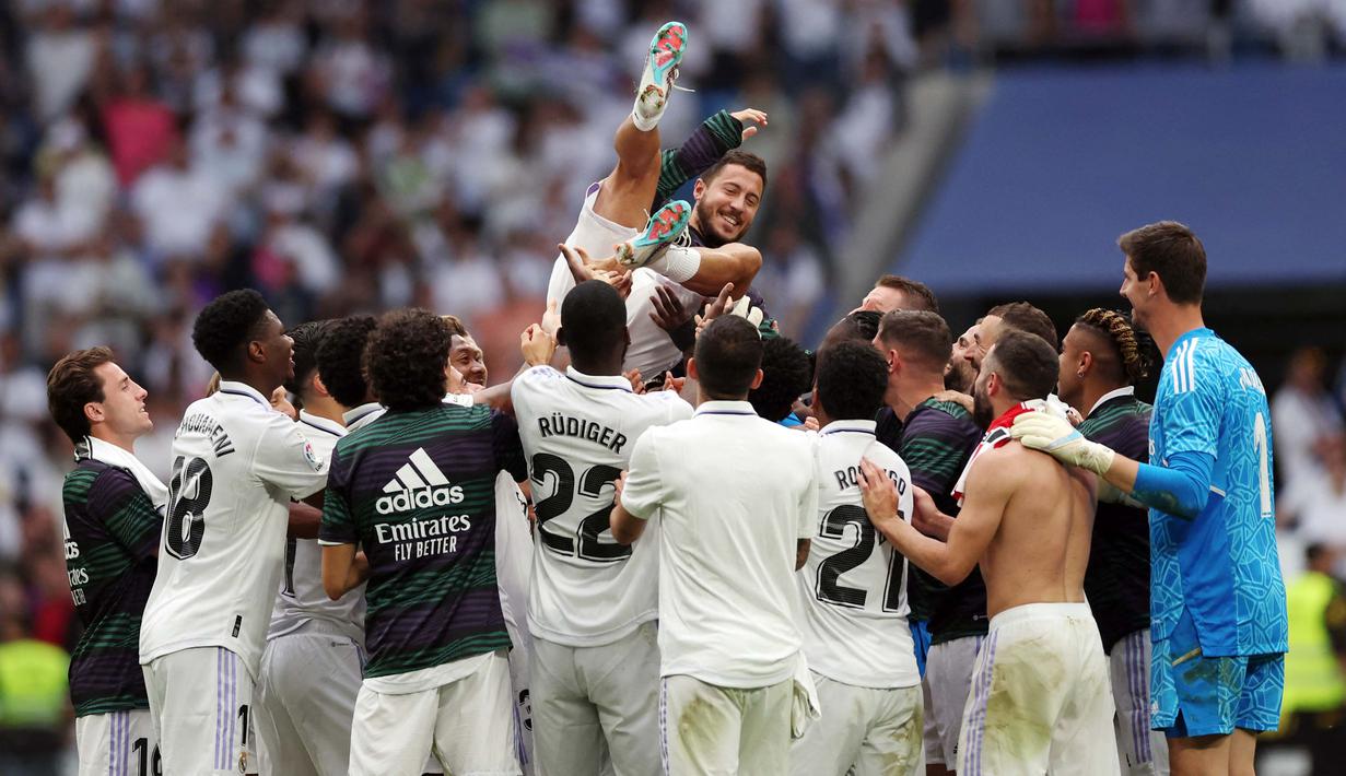 Tak ayal empat musim bersama Real Madrid, Hazard hanya tampil sebanyak 76 kali untuk Los Blancos. Ia juga hanya mampu mengemas tujuh gol selama emapt tahun di Ibukota Spanyol. (AFP/ Pierre-Philippe Marcou)