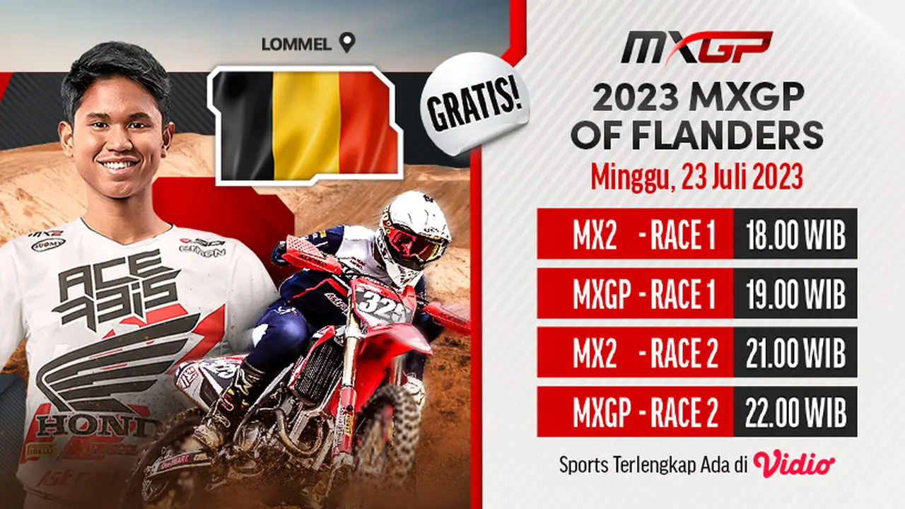 GRATIS Tonton di Vidio, Live Streaming MXGP Flanders 2023 : Ada Delvintor Alfarizi