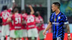 Inter Milan menelan kekalahan dari AC Milan dalam laga leg kedua semifinal Coppa Italia di Stadion Giuseppe Meazza, Kamis (24/4/2025) dini hari WIB. (Spada/LaPresse via AP)