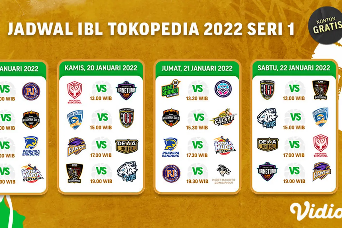 Link Live Streaming IBL 2022 Seri Pertama Pekan Ke-3 di Vidio, 19-22 Januari 2022