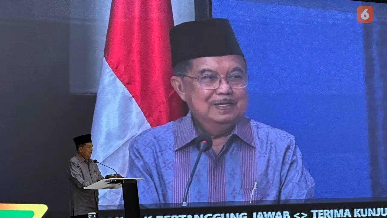 Jusuf Kalla dalam acara penghargaan yang diselenggarakan MUI di Jakarta, Kamis (3/10/2024). (Liputan6.com/Benedikta Miranti)