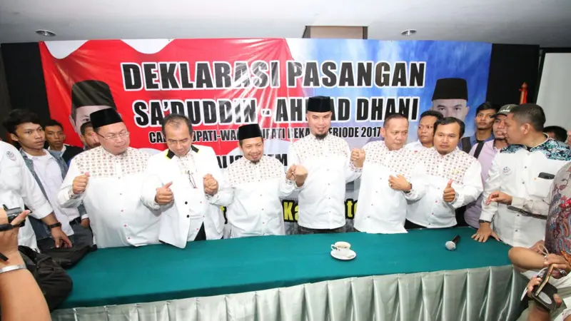 Pasangan cabup-cawabup Bekasi dalam Pilkada 2017 Sa'duddin-Ahmad Dhani (SAH) resmi mendeklarasikan diri.