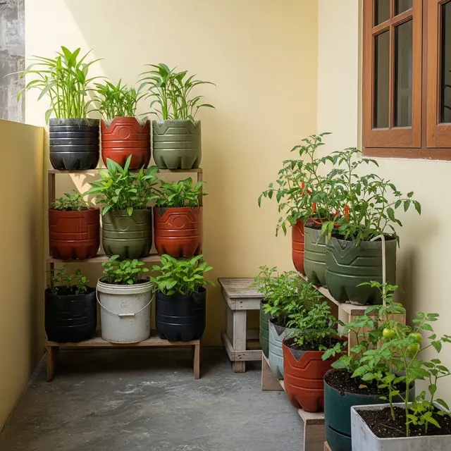 9 Ide Kebun Sayur Minimalis di Teras Sempit dengan Pot Plastik Bertingkat, Solusi Urban Asri