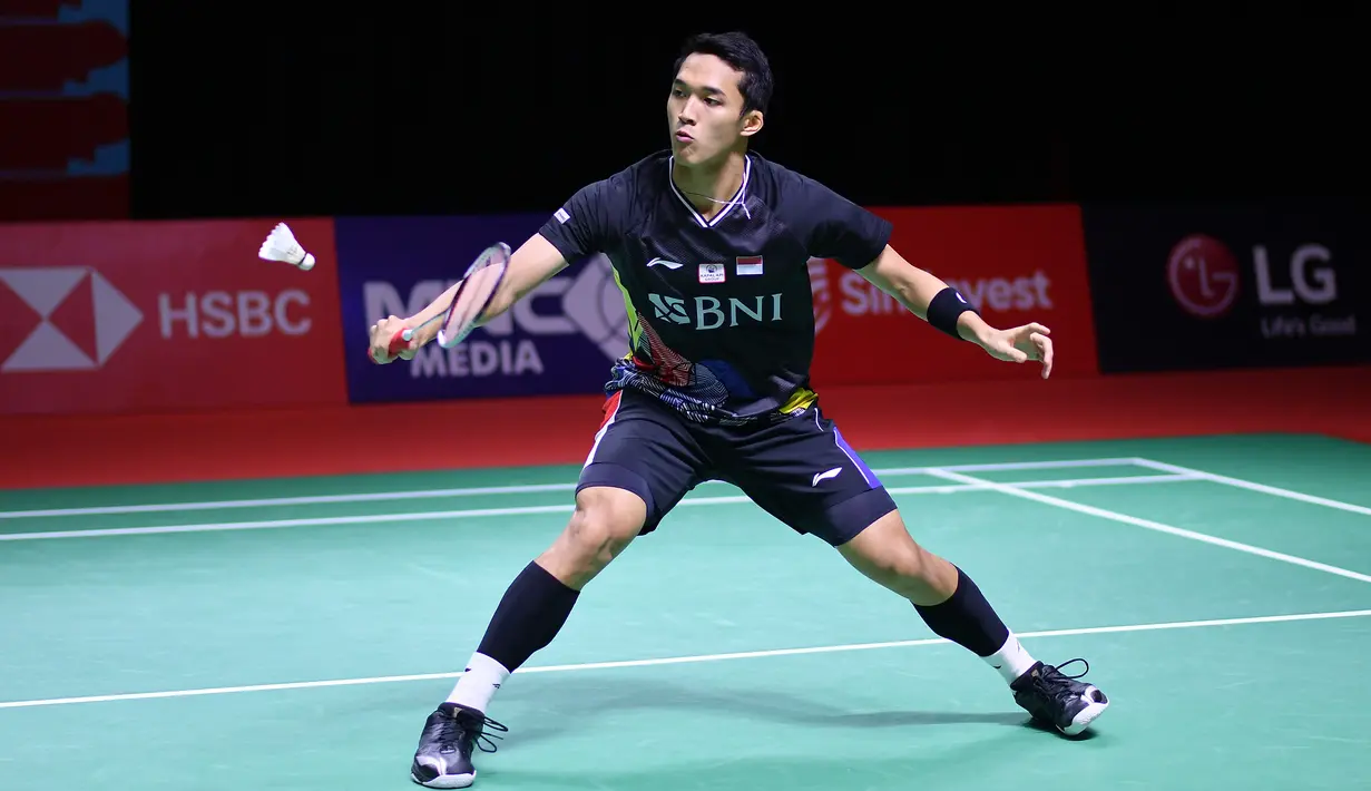 Indonesia meloloskan 2 wakilnya, Fajar Alfian/Muhammad Rian Ardianto dan Jonatan Christie di final Turnamen Bulu Tangkis Swiss Open 2022. Tiga wakil lainnya terhenti di semifinal usai dikalahkan lawan-lawannya di St Jakobshalle, Swiss, Sabtu (26/3/2022). (Humas PBSI)