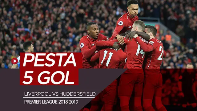 Berita video statistik kemenangan Liverpool 5-0 atas Huddersfield di Anfield pada pekan ke-36 Premier League 2018-2019, Jumat (26/4/2019).