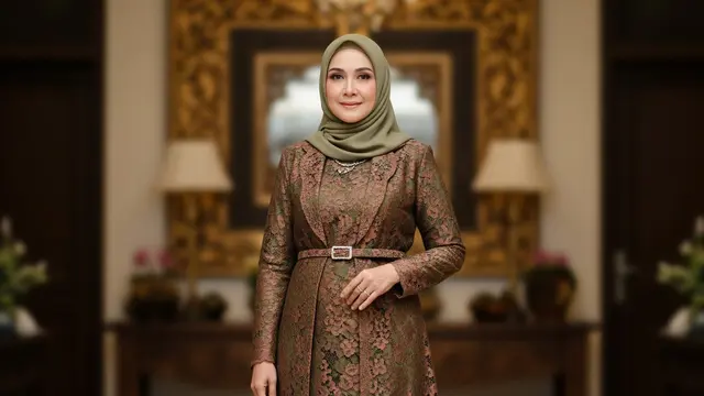 Model Gamis Blazer Brokat untuk Wanita 50 Tahun
