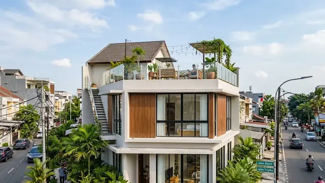 Rumah Tipe 36 Pojok dengan Rooftop dan Banyak Jendela