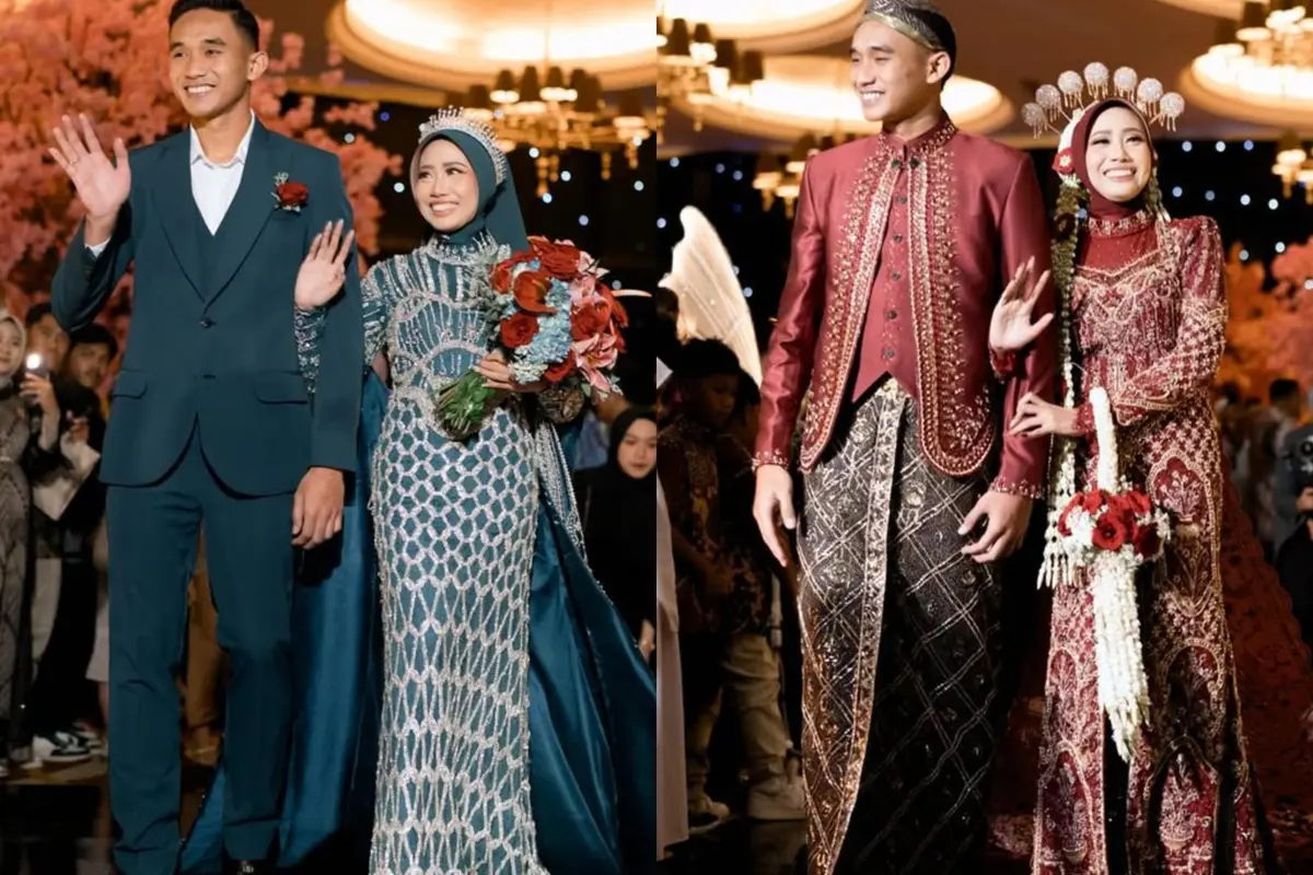 Tampilan Megah Gaun Pengantin Istri Pesepakbola Rizky Ridho, Ada Motif Jaring Gawang dan Sayap Garuda