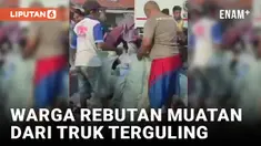 Warga di Indramayu Rebutan Muatan Susu Kaleng dari Truk yang Terguling