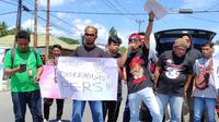 Sejumlah Wartawan di Gorontalo melakukan aksi unjuk rasa terkait kasus kekerasan rekan mereka (Arfandi Ibrahim/Liputan6.com)
