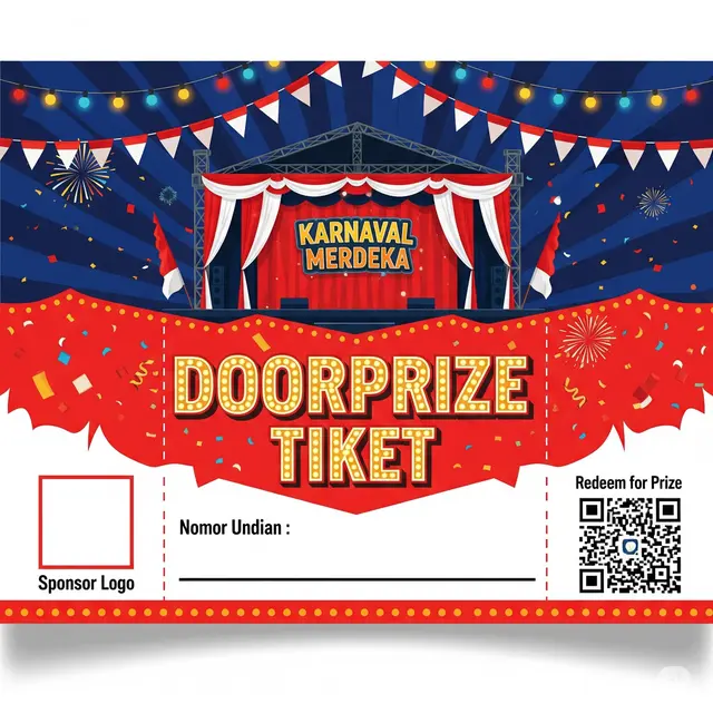 Desain kupon doorprize berhadiah acara 17 Agustus (Image by GeminiAI)
