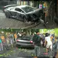 Lamborghini yang dikemudikan Wiyang Lautner (24) menabrak penjual susu dan pembelinya di di Jalan Manyar Kertoarjo, Surabaya. 1 Orang tewas dan 2 luka-luka dalam kecelakaan tersebut. (Istimewa)