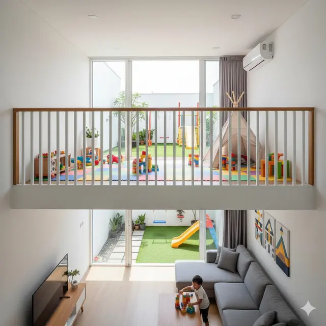 Rumah di Lahan Terbatas dengan Mezzanine dan Rooftop