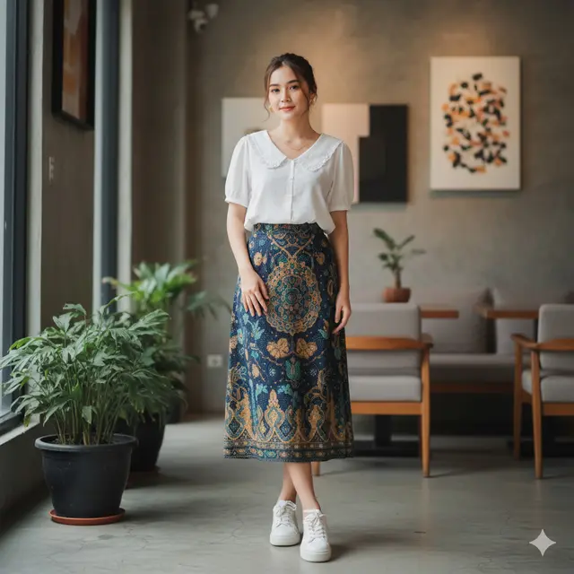 Model Baju yang Cocok dengan Rok Batik Midi