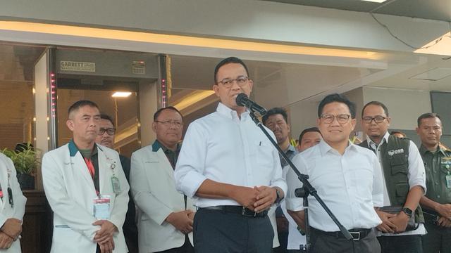 Anies Baswedan-Muhaimin Iskandar (AMIN) rampung menjalani tes kesehatan di Rumah Sakit Pusat Angkatan Darat (RSPAD)