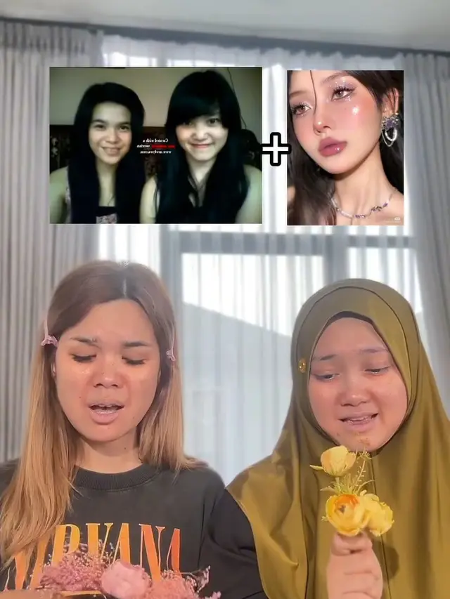 Potret Sinta dan Jojo Tirukan Tren Makeup Douyin. (instagram/sisisinta/jojoevitae)