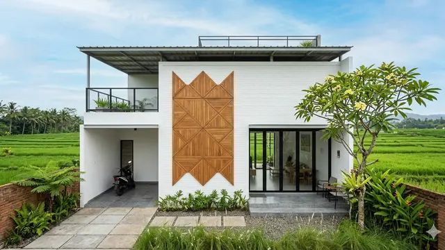 Model Rumah Minimalis Desa dengan Kombinasi Tembok dan Kayu Alami yang Memukau