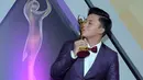 Berbeda dengan tahun lalu, pada tahun ini Rizky Febian berhasil mengondol dua penghargaann dari AMI Awards 2016. Malam puncak digelar di Ecovention Ancol, Jakarta Utara, pada Rabu (28/9/2016) malam. (Deki Prayoga/Bintang.com)