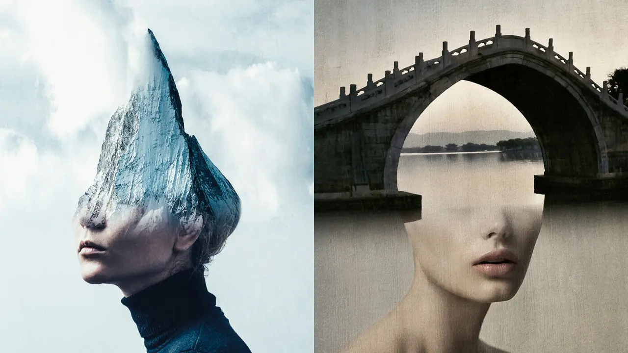 Double Exposure Wajah dan Alam