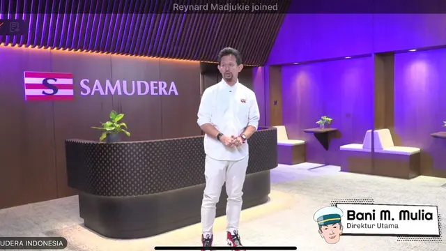 Direktur Utama Samudera Indonesia Tbk (SMDR) Bani M. Mulia, dalam konferensi pers Laporan Kinerja Tahun Buku 2025, secara virtual, Senin (30/3/2026). (Liputan6.com/Tira)