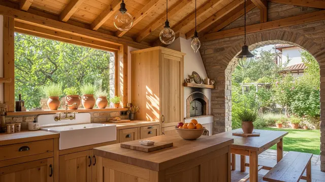 Model Dapur Semi Outdoor yang Cocok untuk Rumah Kampung (AI)