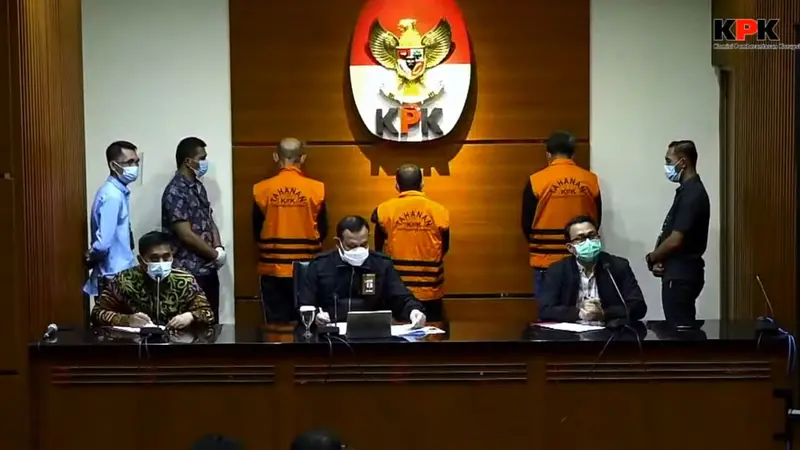 Konferensi pers KPK usai tangkap tangan Gubernur Sulsel Nurdin Abdullah (Liputan6.com/Istimewa)