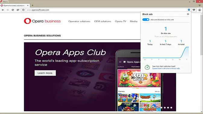 Opera Software meluncurkan fitur pemblokir ad-blocking yang terintegrasi dalam versi developer terbaru untuk browser Operas versi PC.