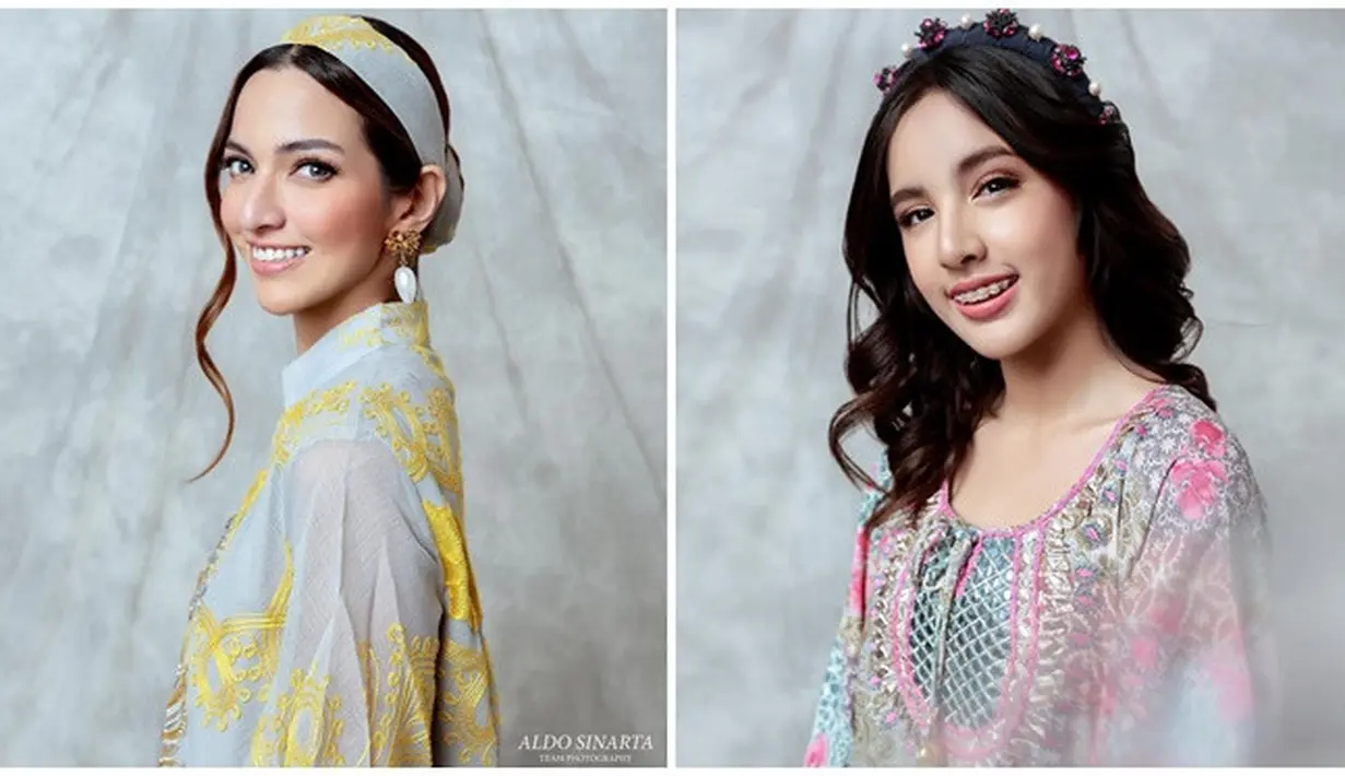 Begini detail penampilan Mikhayla dan Nia Ramadhani dalam pemotretan terbarunya. Mikha memesona dengan tatanan rambut curly yang digerai, sementara Nia Ramadhani makin awet muda dengan tatanan rambut disanggul disertai dengan juntaian rambut di sebelah kanan. Sama-sama pamer senyum kelihatan gigi, ibu dan anak ini makin mirip bak kakak adik. (Liputan6.com/IG/@hanzhp)