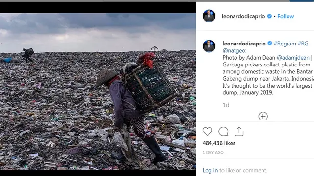 Unggahan Leonardo diCaprio soal Bantar Gebang (Liputan6.com/ IG/ https://www.instagram.com/p/B2EuAHtFqcv/)
