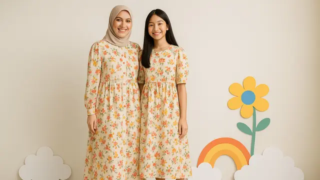 Rekomendasi Gamis Couple Ibu dan Anak untuk Datang ke Acara Perpisahan Sekolah/Ilustrasi gambar oleh AI