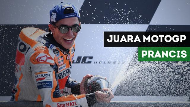 Pembalap Repsol Honda, Marc Marquez berhasil menjuarai MotoGP Prancis di Sirkuit Le Mans, Minggu (20/5/2018)
