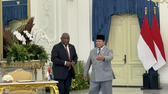 Presiden Prabowo Subianto menerima kunjungan Presiden Afrika Selatan Cyril Ramaphosa di Istana