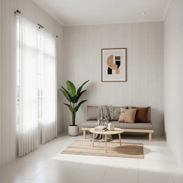 9 Ide Desain Dinding PVC Ruang Tamu, Interior Terlihat Lebih Modern dan Estetik