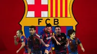 Barcelona - Andres Iniesta, Romario, Lionel Messi, Xavi, Diego Maradona (Bola.com/Adreanus Titus)