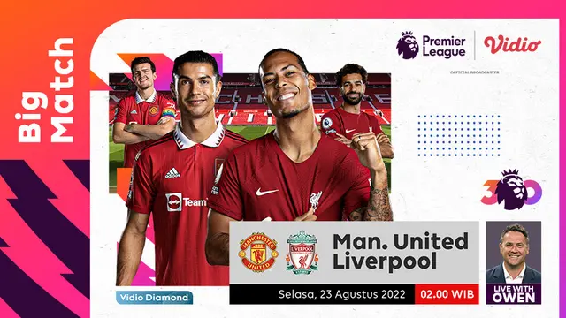 Link Live Streaming Big Match Liga Inggris Manchester United Vs Liverpool di Vidio Malam Ini