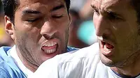 Luis Suarez kontra Giorgio Chiellini di Piala Konfederasi (dailymail)