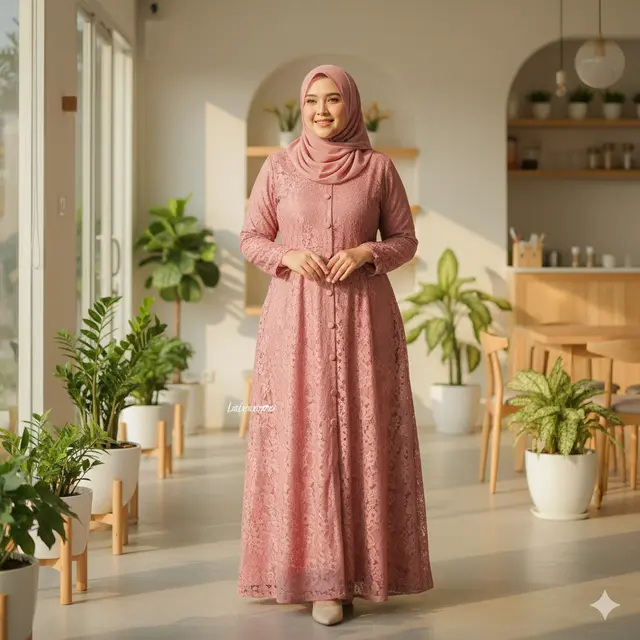 Model Gamis Brokat Modern Big Size